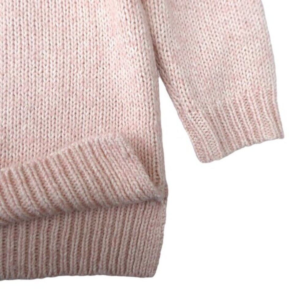 Alpaca Ann Taylor Pink Knit Sweater Ribbed Crewneck Side Vents Relaxed Fit S - Picture 5 of 8